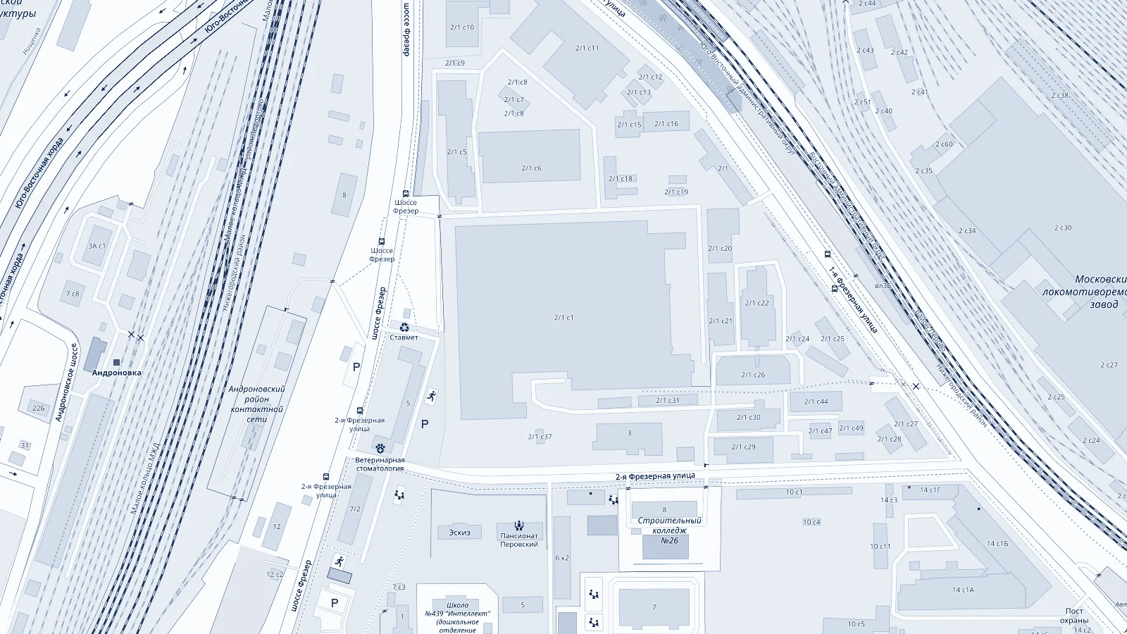 Map: Office in Moscow, Bldg. 1, 2/1 1st Frezernaya St., Moscow 109202, Russia